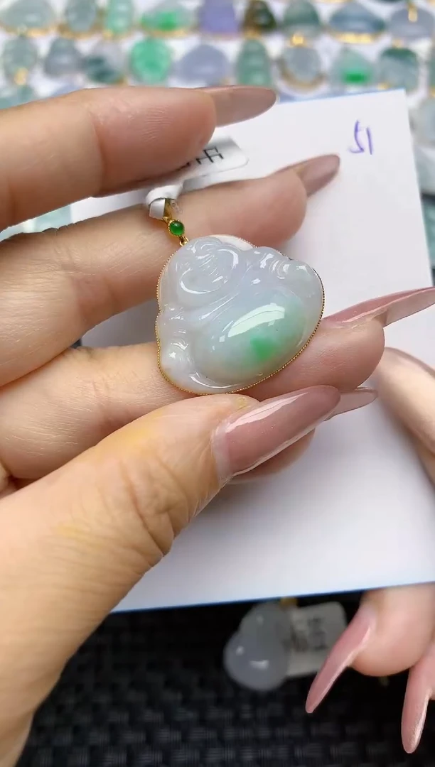 【闪购商品】翡翠颈饰18K金镶嵌天然A货翡翠 51