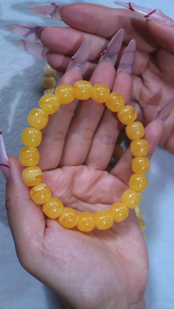 手链琥珀未镶嵌玛**卡同料11mm焦皮料橘子汽水