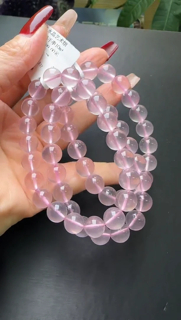 【闪购商品】水晶手串未镶嵌粉水晶手串10m+多样性发一X27053