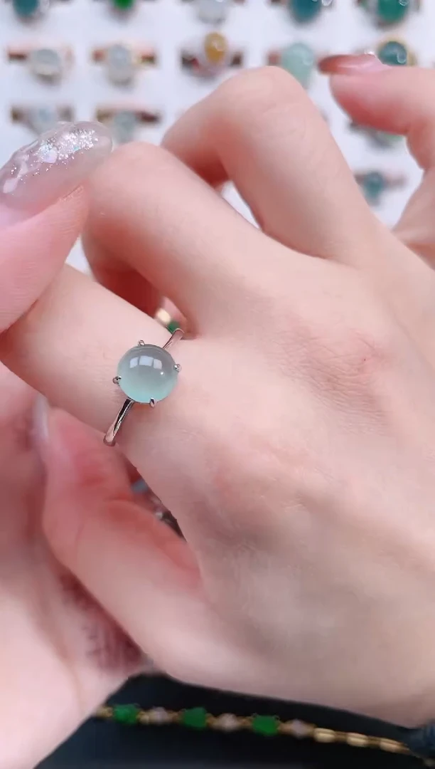 银S925镶嵌戒指翡翠天然翡翠