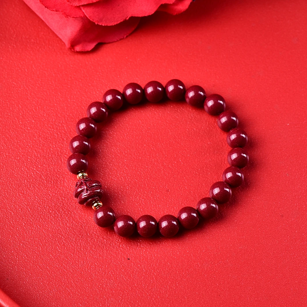 含辰砂工艺品朱砂紫金砂生肖单圈手链手串女款蛇年新年礼物中国风