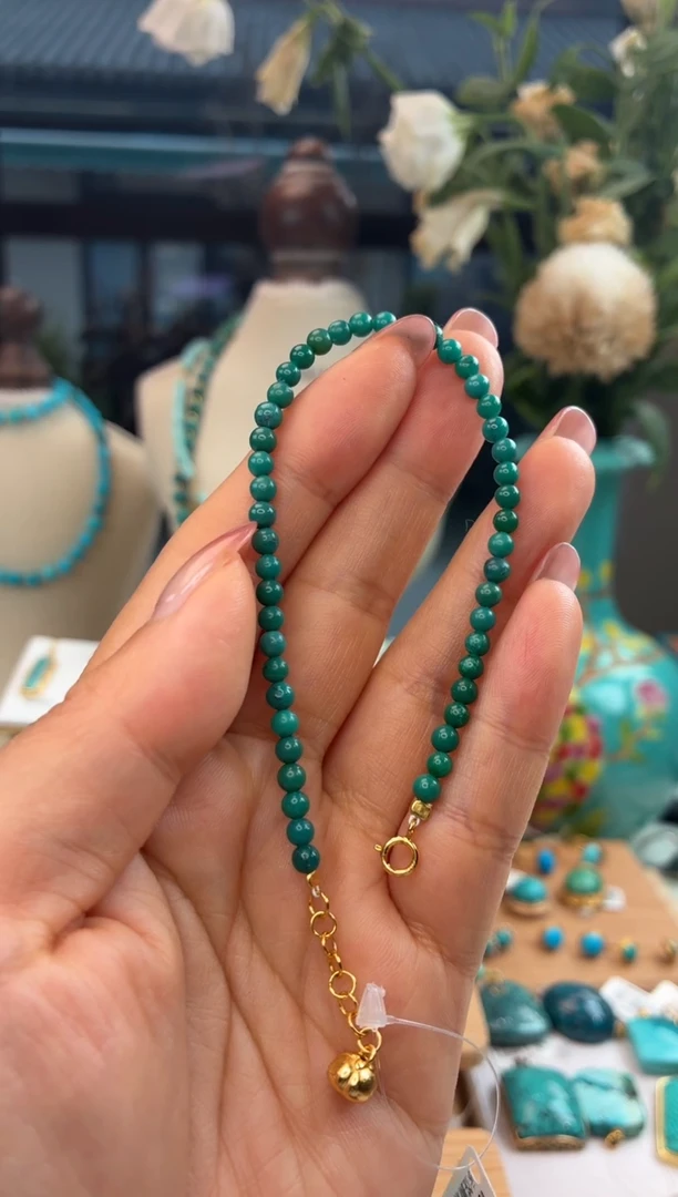 银S925镀金镶嵌绿松石手链1