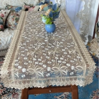 ZN062-14玻璃纱【60*150]摇钱树高织高密玻璃砂水溶边桌布