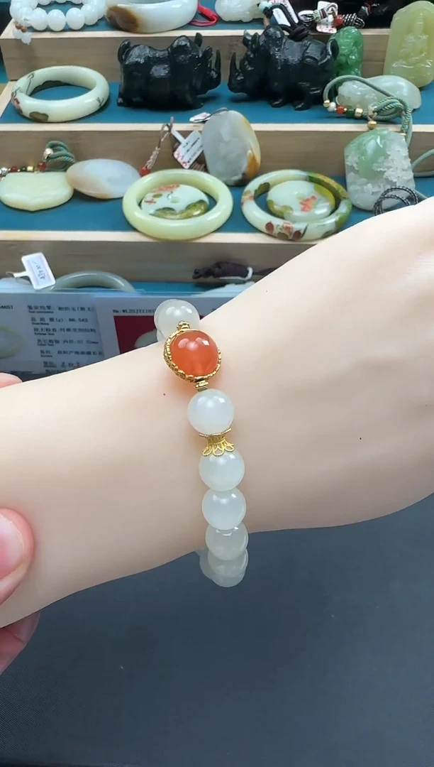 颈饰未镶嵌和田玉羊脂白玉手链
