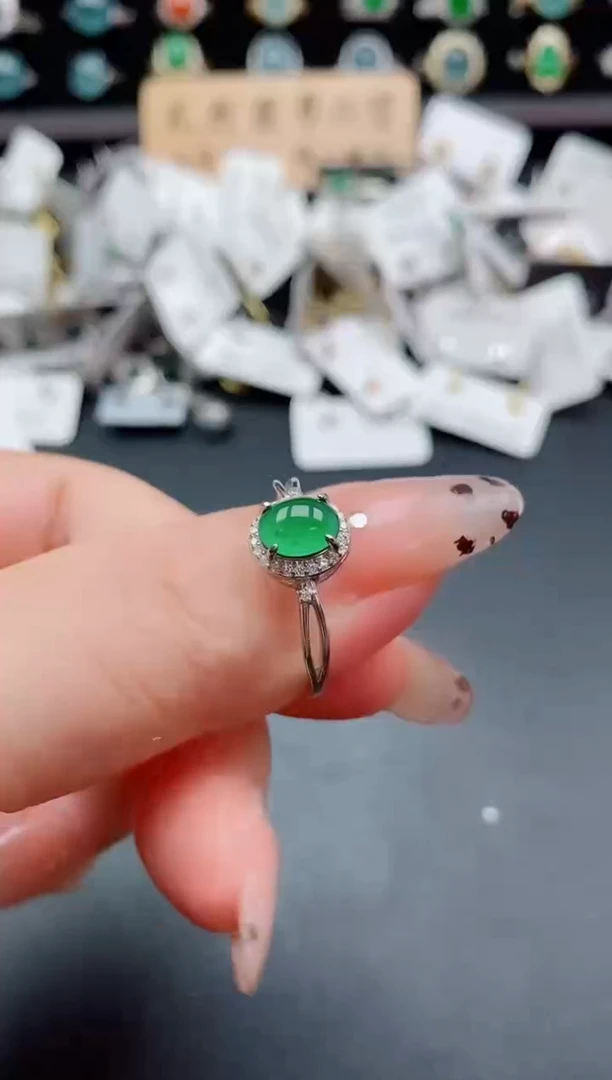 银S925镶嵌戒指翡翠1