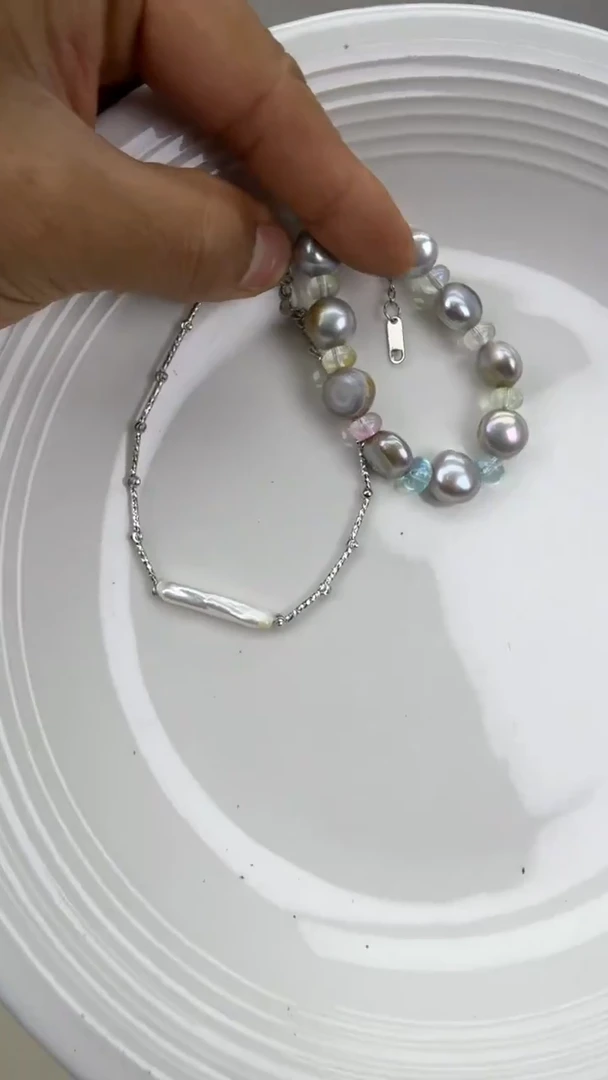 颈饰银S925镶嵌淡水珍珠1