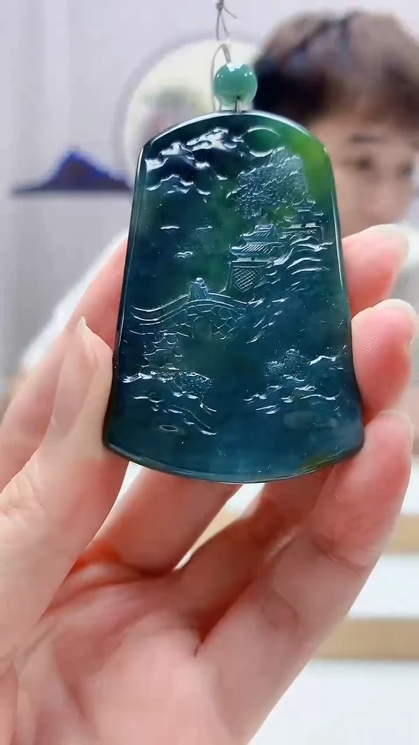 未镶嵌定制翡翠4868zm-毛货挂件山水89