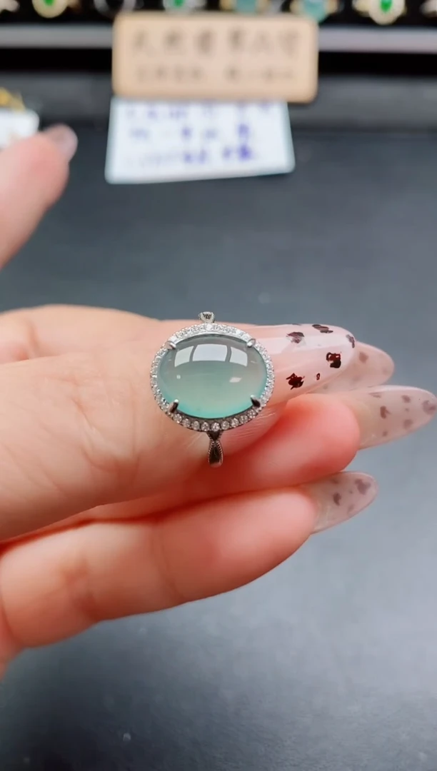 银S925镶嵌戒指翡翠1