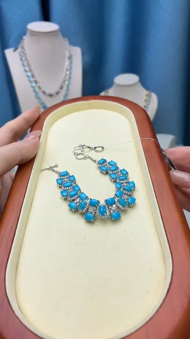 银S925镶嵌绿松石手链305JH0104产品一个（多样性）