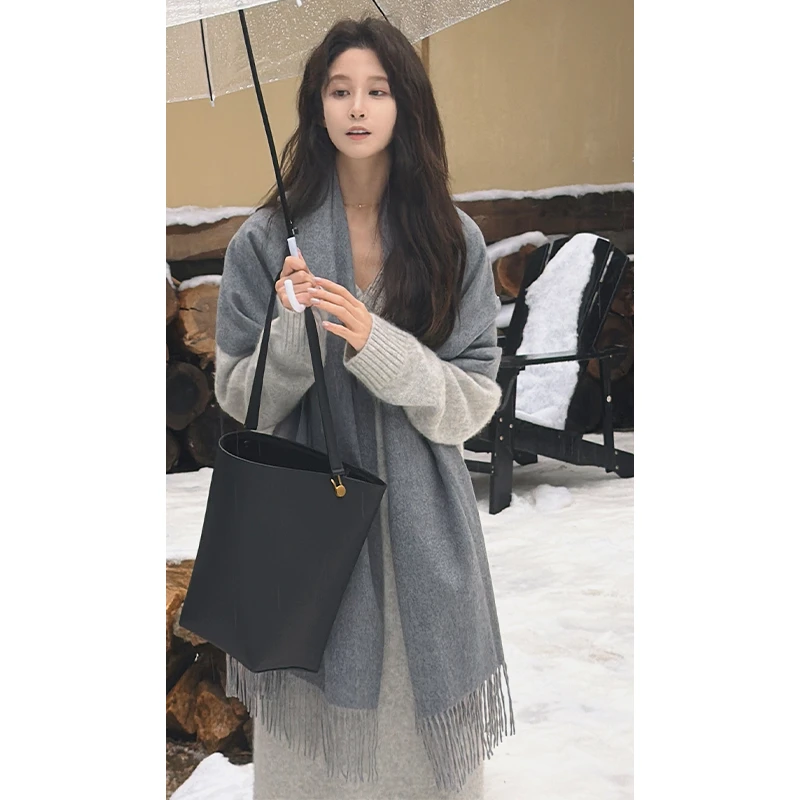 Z.blues【大衣伴侣】百搭单肩荔枝纹水桶包手提托特包YZGDYP8041