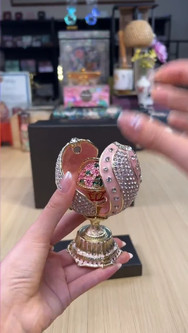 163七宝粉色满钻花篮蛋