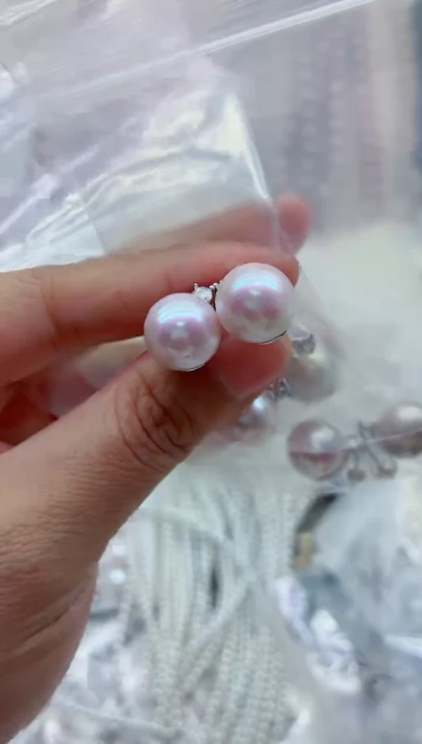 银S925镶嵌淡水珍珠耳饰多样性发其一，非无暇