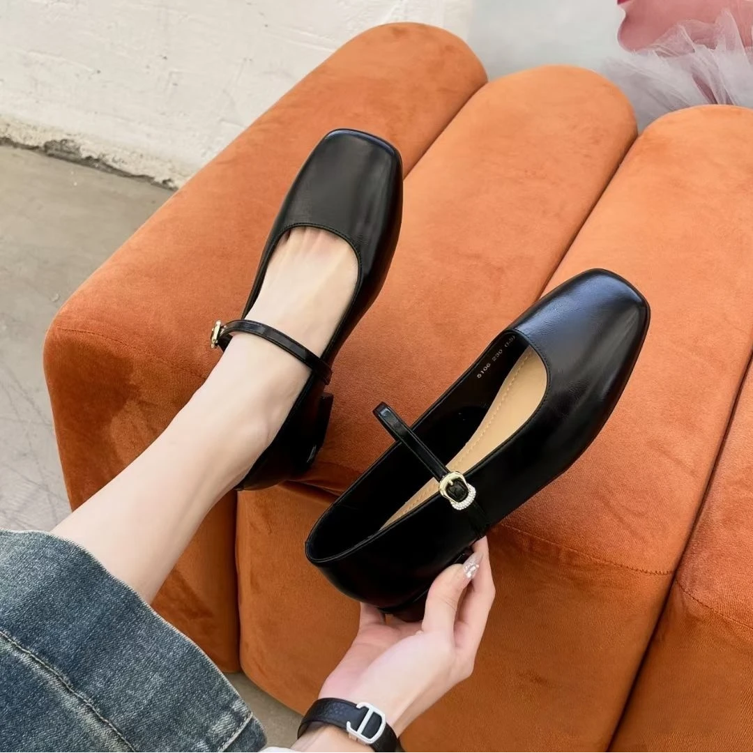 VAN STINE2025春季新款女士复古小单鞋 法式时尚百搭低跟软底单鞋