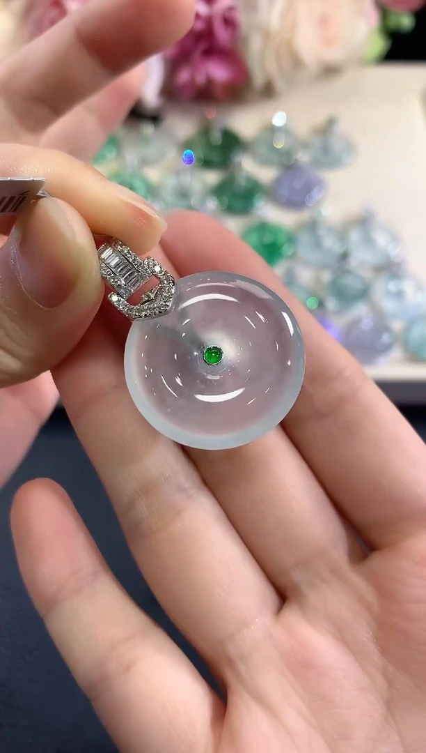 吊坠(不含链)18K金镶嵌翡翠b93