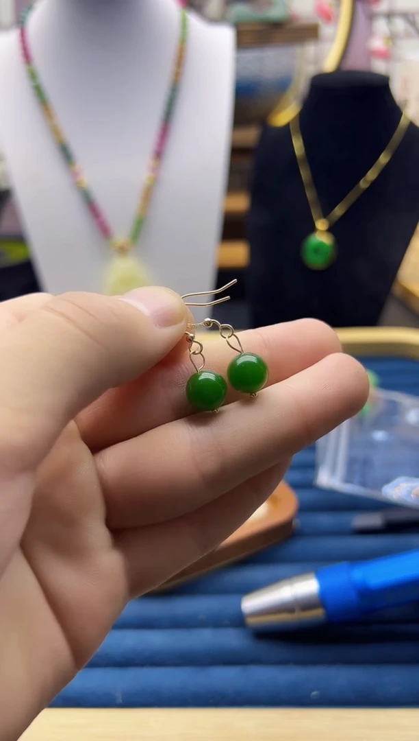 【闪购商品】和田玉耳饰14K金镶嵌E52