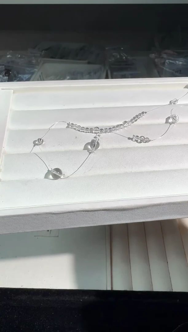 水晶手链银S925镶嵌S018白水悬浮项链