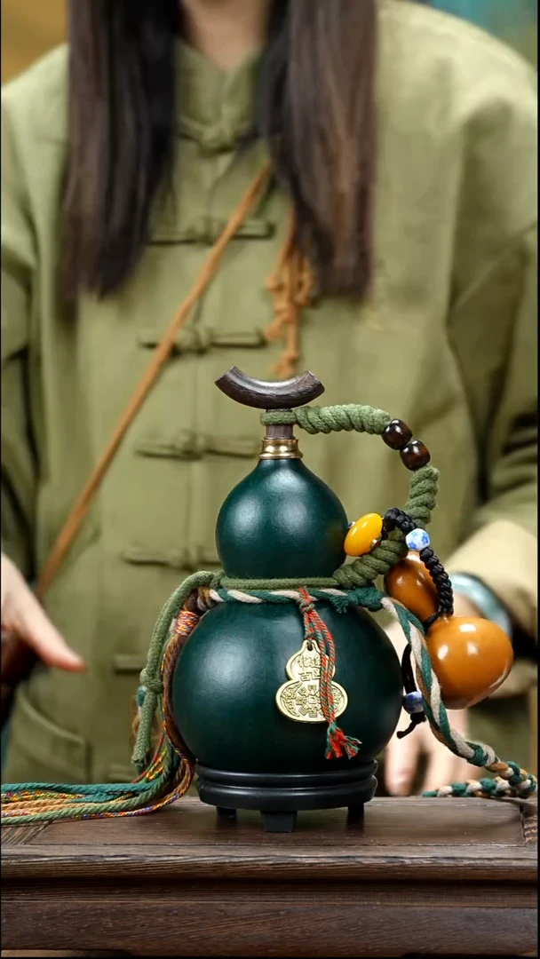 YQ219精品藏绳款天然酒葫芦（一物一拍）+原色小葫芦
