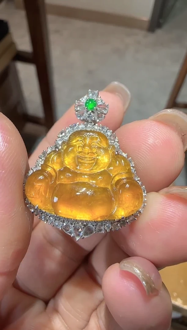 【闪购商品】翡翠颈饰18K金镶嵌佛公