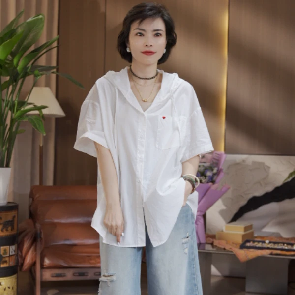 刺绣连帽短衬衣S29YS393368