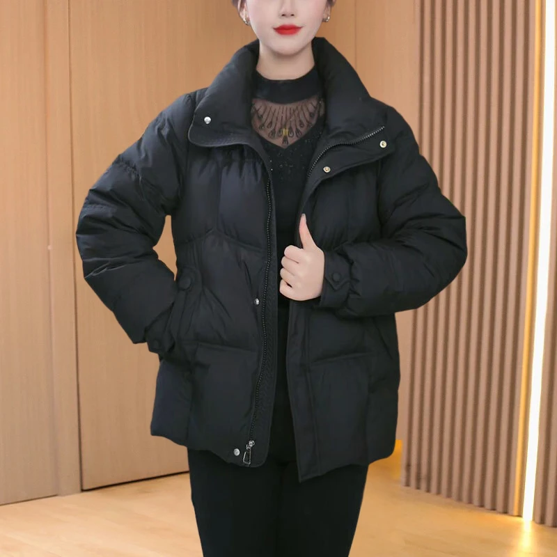 【艾瑞定制】洋气立领羽绒服女冬2025年时尚加厚宽松休闲免洗外套