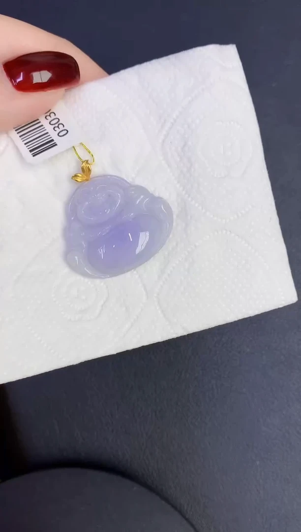 颈饰18K金镶嵌翡翠缅甸天然翡翠A货