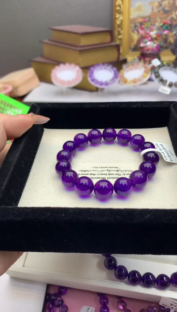 【闪购商品】水晶手串未镶嵌帝王紫乌拉圭紫水晶13+