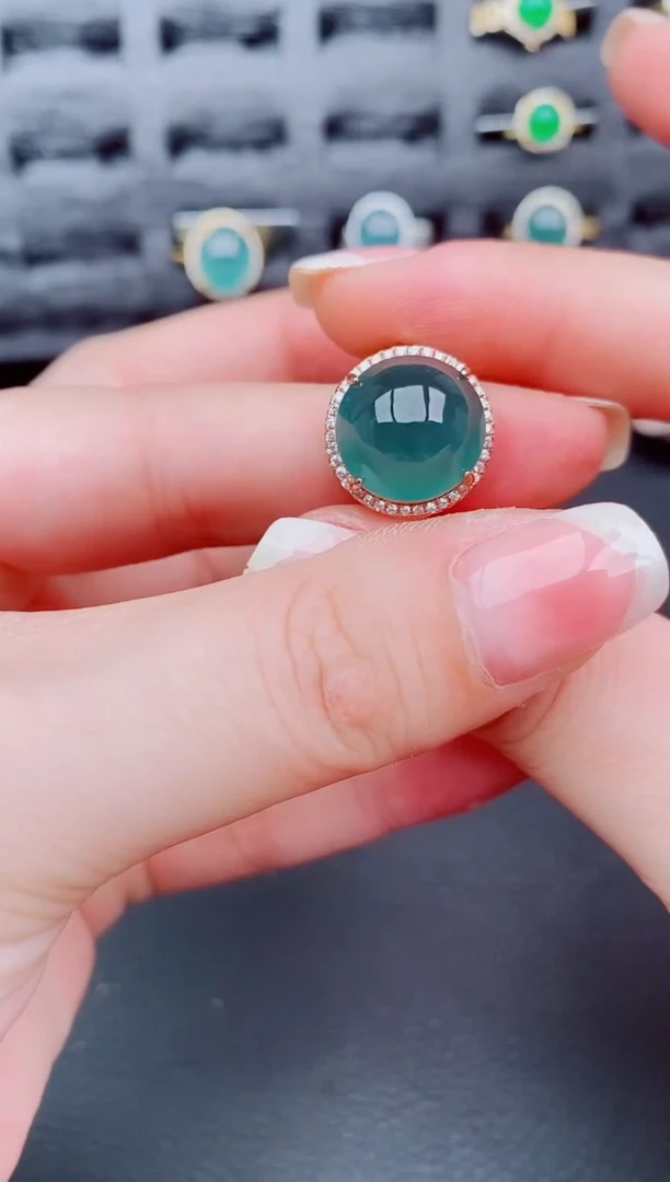 翡翠戒指银S925镶嵌天然a货翡翠150