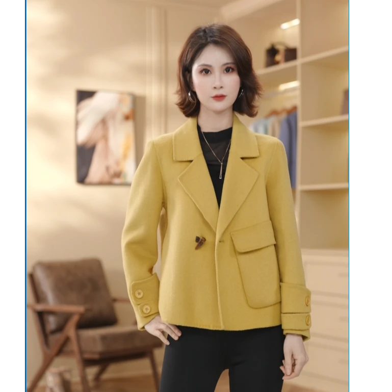 【馨蔚】2025上新春季双面羊毛大衣气质韩版宽松百搭外套女670