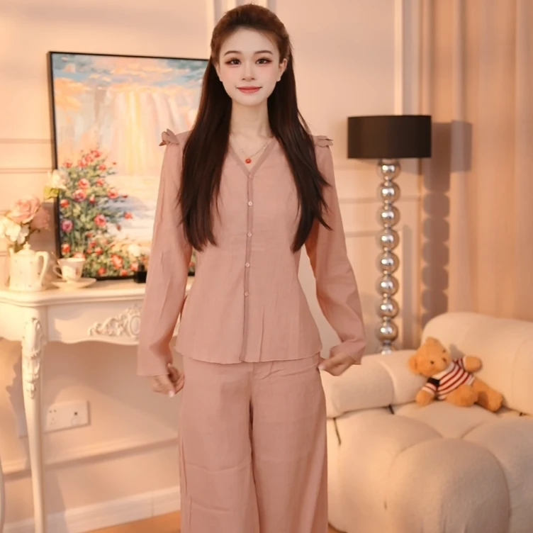 【黛鸢】睡衣套装睡衣春秋长袖休闲家居服夏季薄款秋季棉