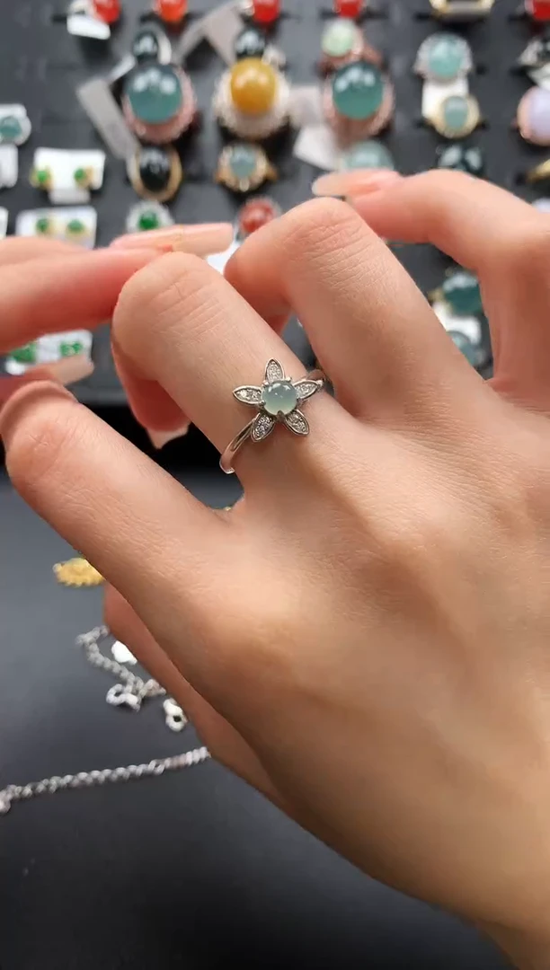 【闪购商品】翡翠戒指银S925镶嵌457645