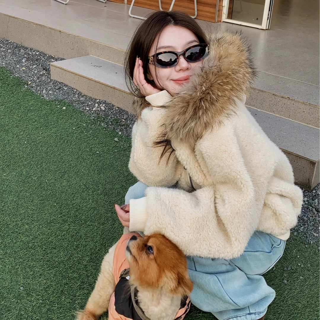 王姐专属-2025冬季新品慵懒风大毛领加厚外套【米柚-038】