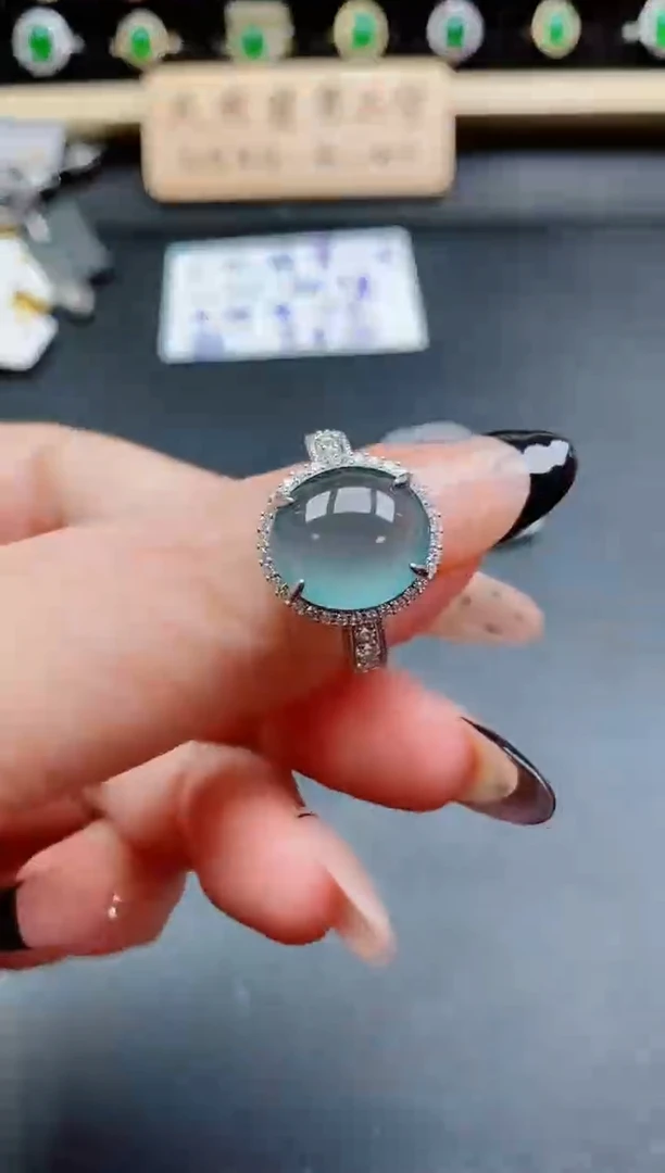 银S925镶嵌戒指翡翠1
