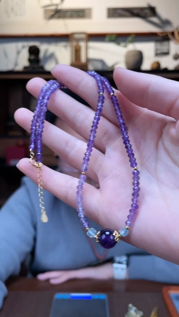 【闪购商品】紫晶项链银S925镶嵌紫水晶项链*10XQ