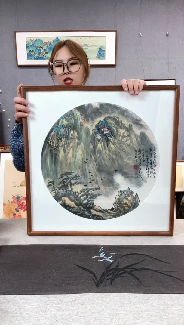 【闪购商品】国画手写手绘带框作品-52*52-赵金龙