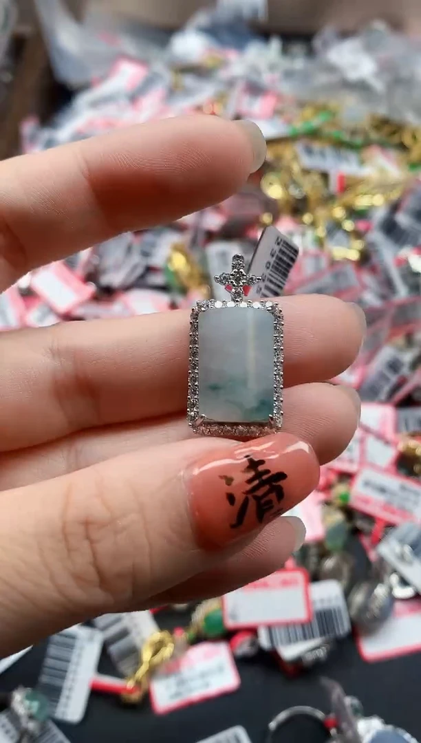 银S925镶嵌戒指翡翠天然A货缅甸翡翠