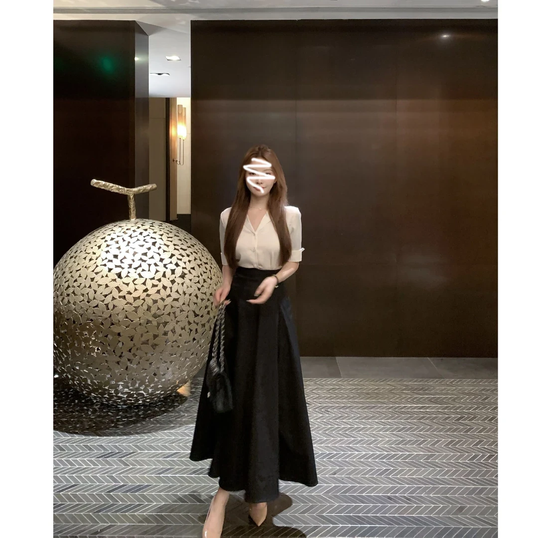 【星光流影】夏季新款通勤高级感气质百搭衬衫上衣女高腰半身裙套装