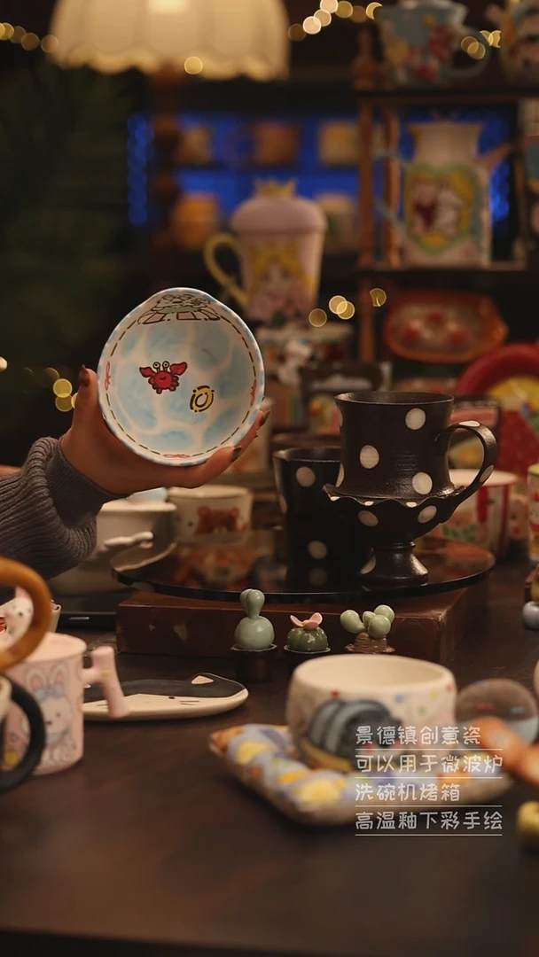 陶瓷景德镇可爱陶瓷釉下彩绘设计师款