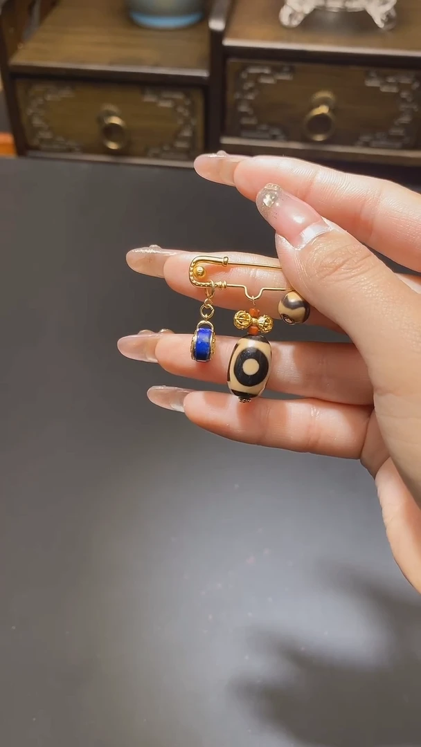 【闪购商品】玛瑙/玉髓胸针未镶嵌二眼胸针