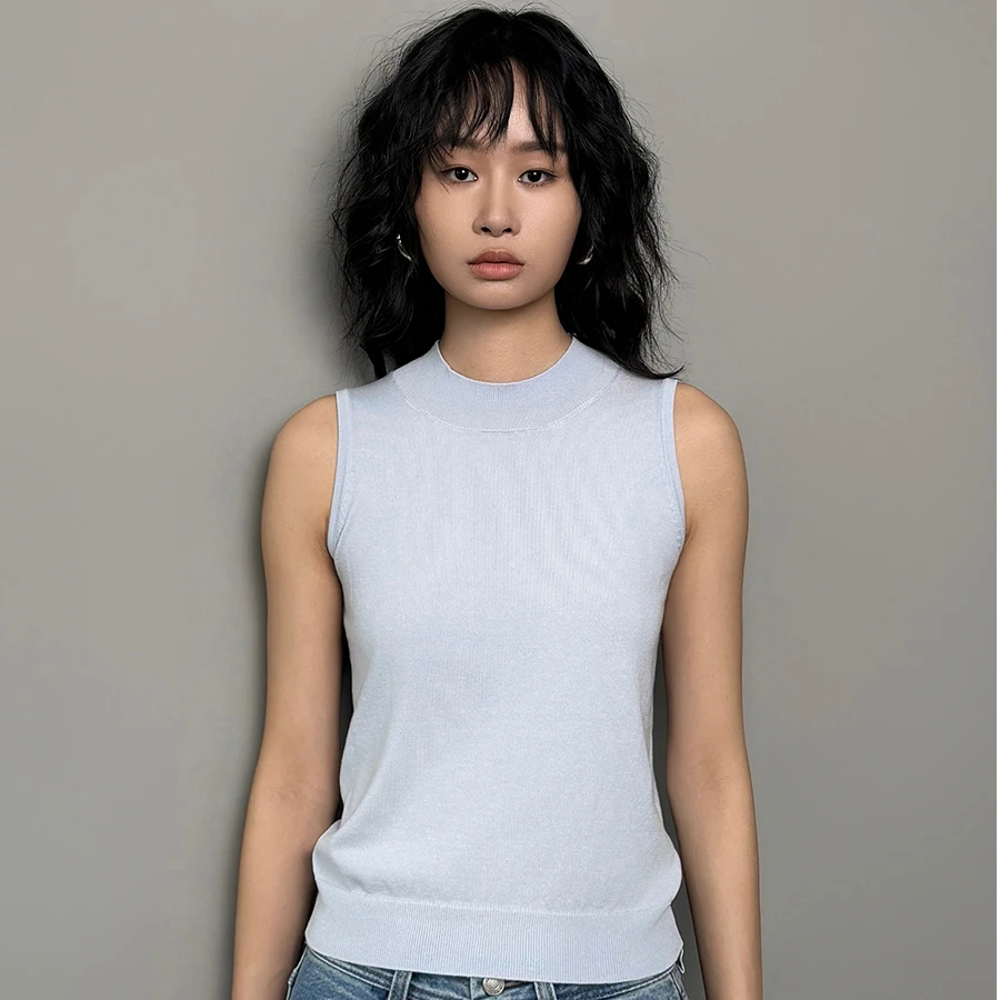 深圳南油高货2025夏季白色百搭保暖新款女装小打底针织背心上衣