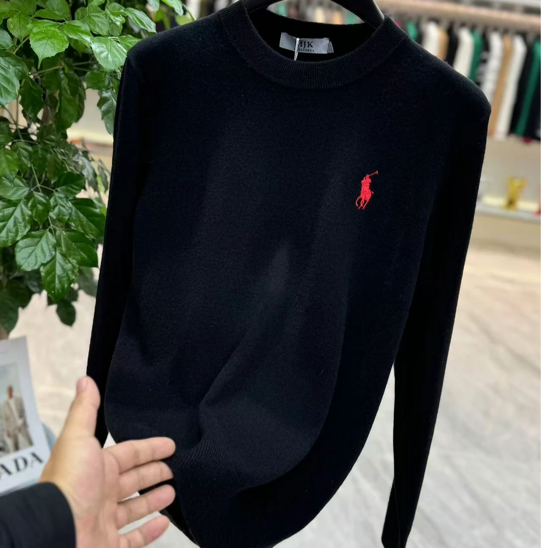 POLO衫小马标 羊毛衫男圆领薄款春秋款针织打底衫 套头毛衣