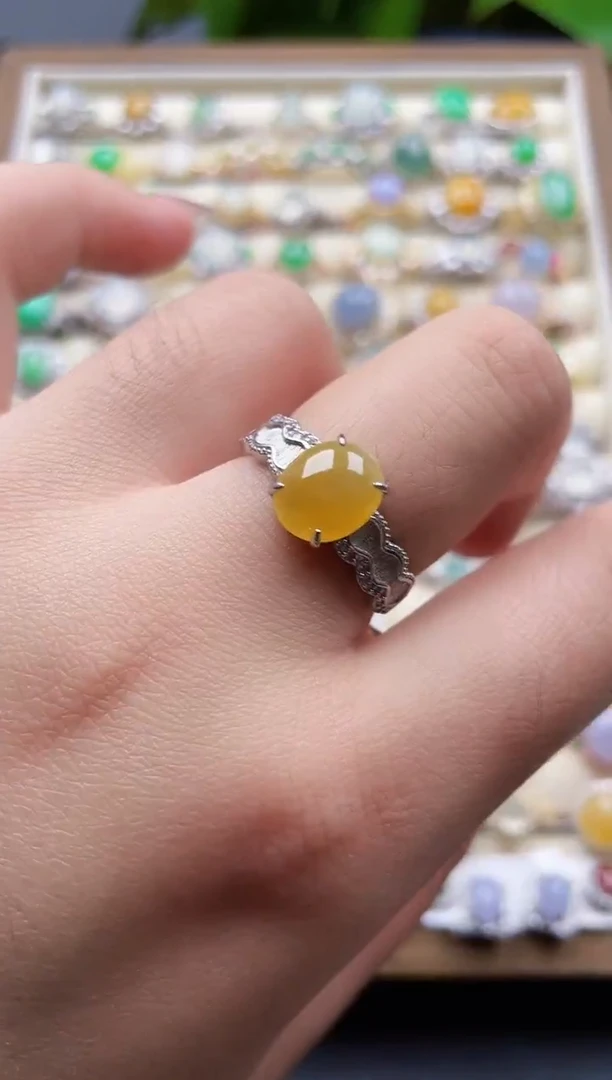 银S925镶嵌戒指翡翠124