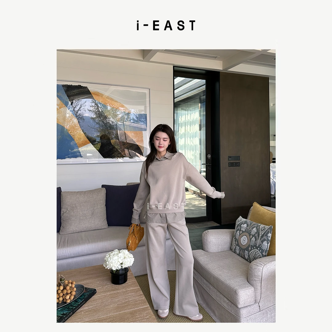 i-EAST 慵懒的篇章~polo翻领减龄休闲套装-5C SY8013+K13067