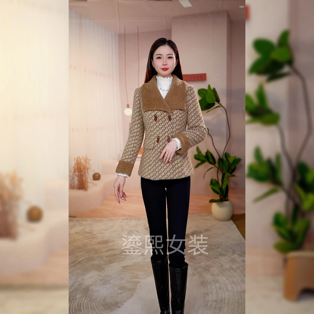 【鎏熙女装】25A-865气质休闲秋冬外套时尚减龄外套女装