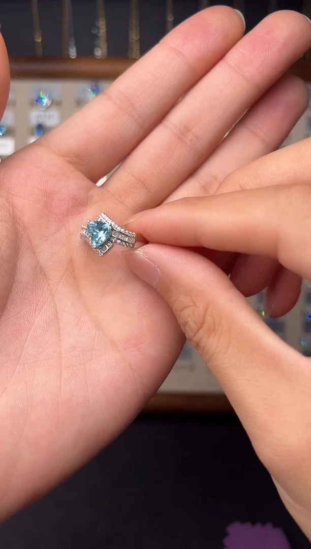 海蓝宝石戒圈银S925镶嵌0000