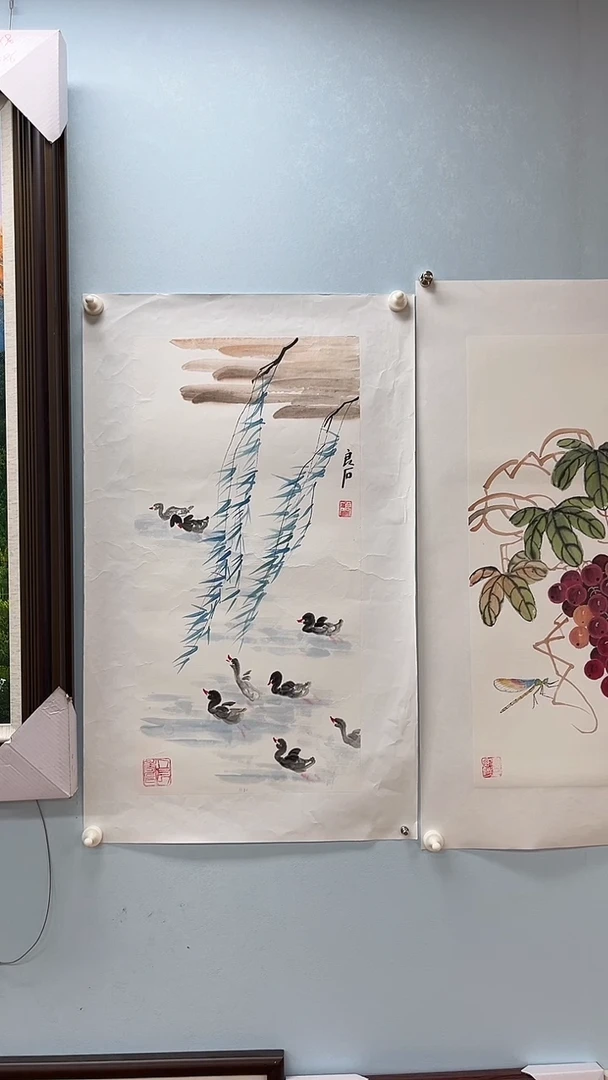 国画武天庆老师小鸭子图
