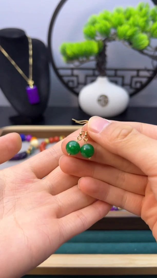 【闪购商品】翡翠耳饰14K金镶嵌E02