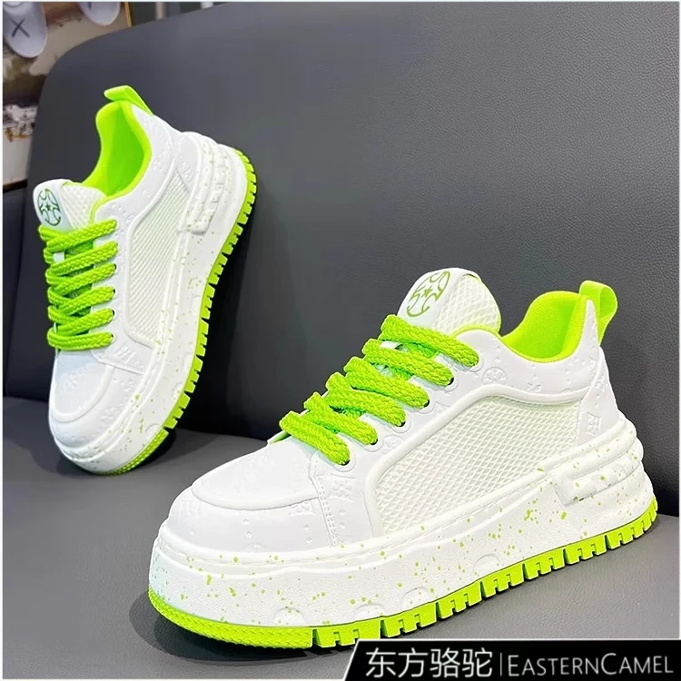 东方骆驼网红爆款男鞋夏季网面透气百搭板鞋厚底增高运动小白潮鞋