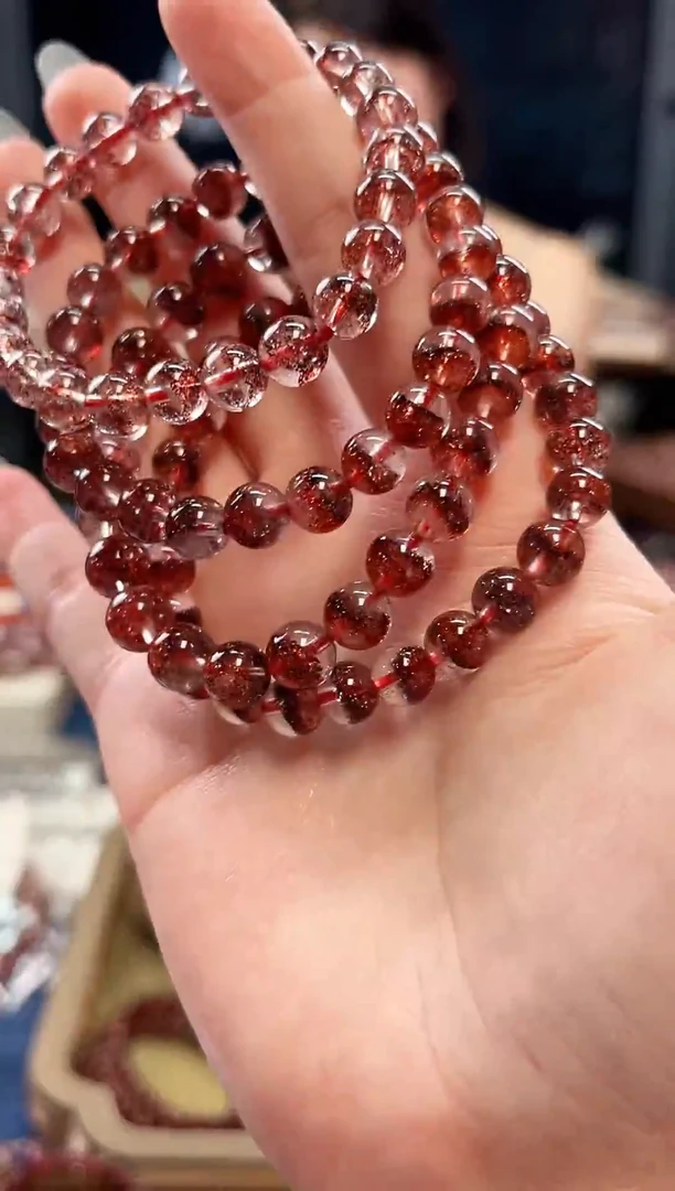 未镶嵌手串水晶金草莓超七单圈手串8mm【多样性发一】