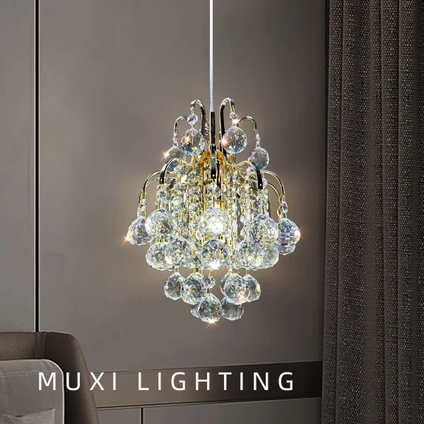 过道灯走廊灯床头吊灯长线卧室灯轻奢高级感个性紫色水晶球客厅