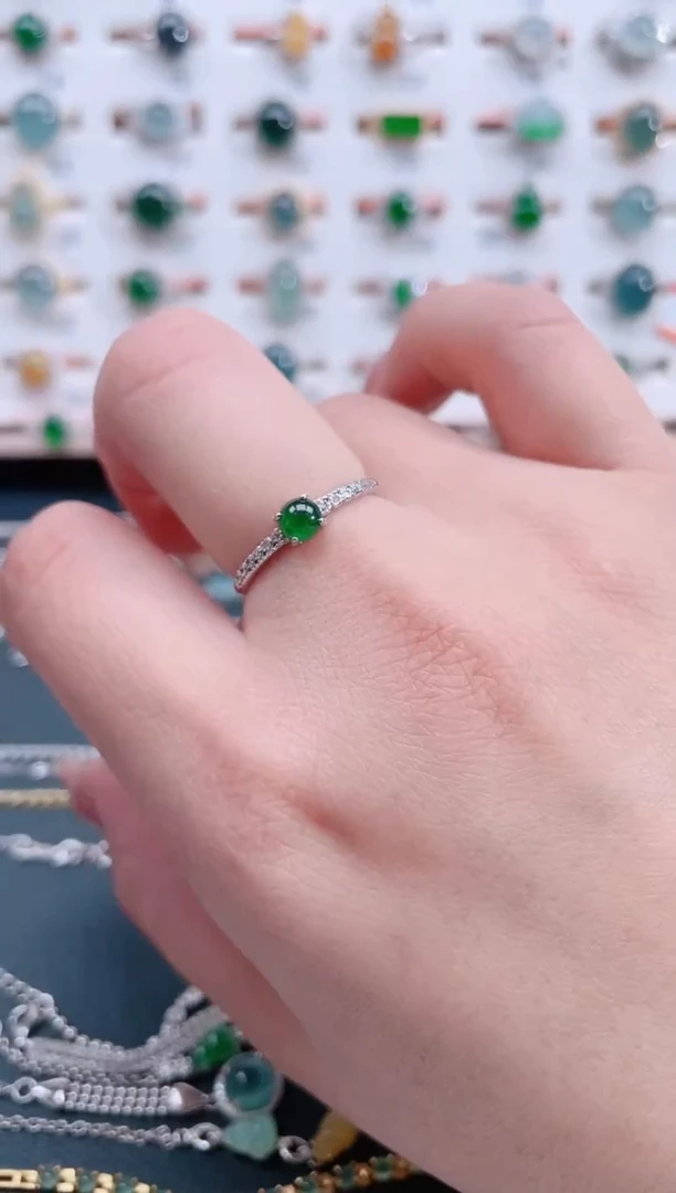 银S925镶嵌戒指翡翠天然翡翠